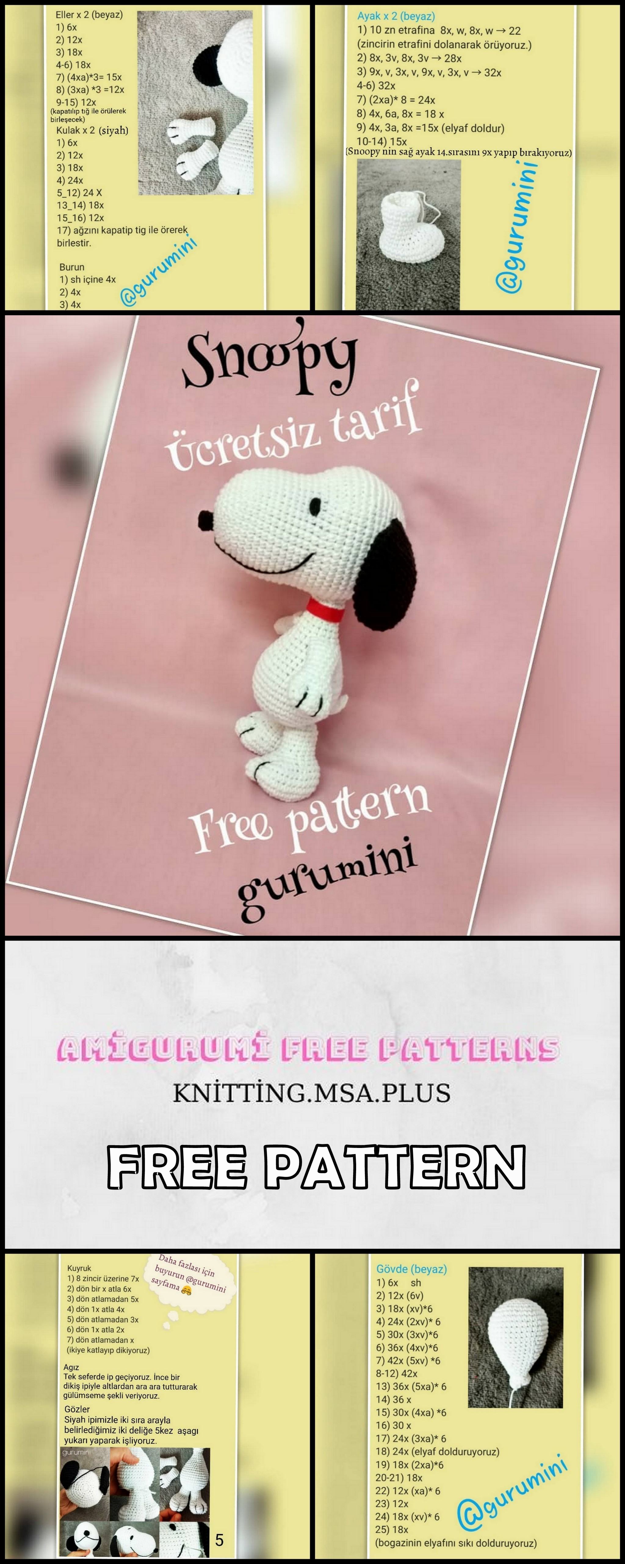 Amigurumi Dog Snoopy Free Crochet Pattern