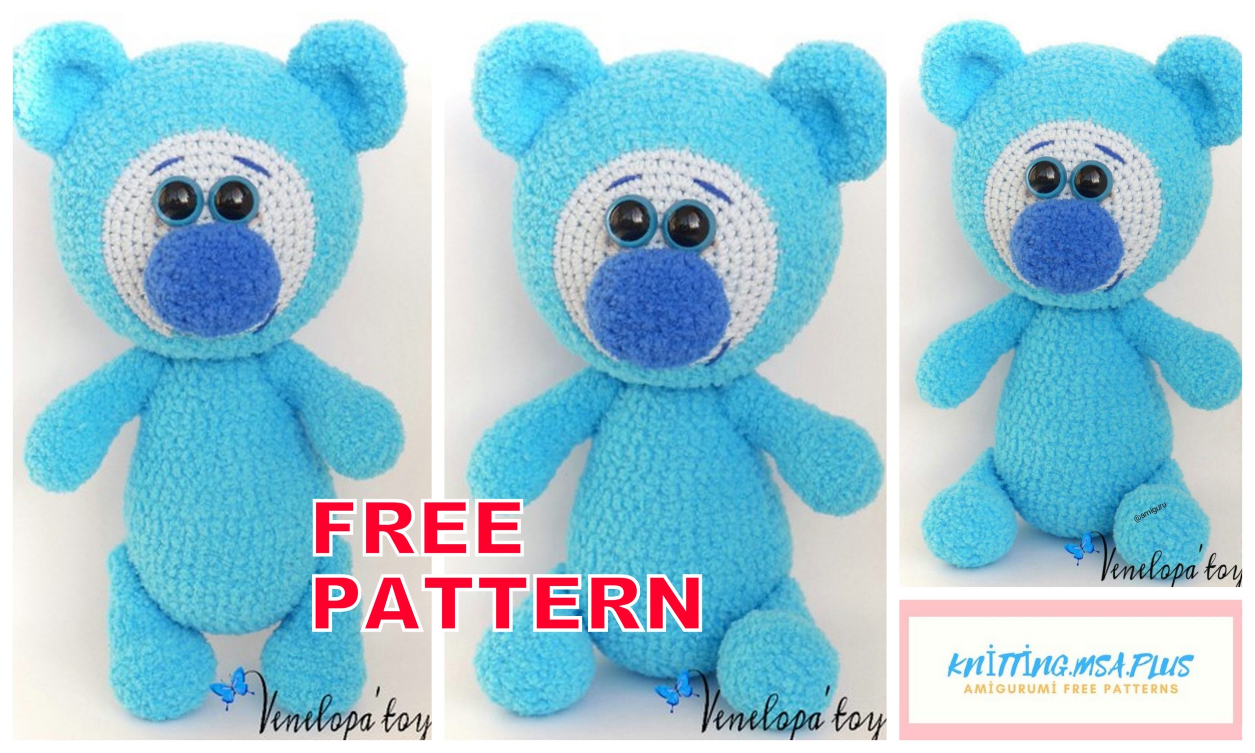Amigurumi Blue Teddy Bear Free Crochet Pattern