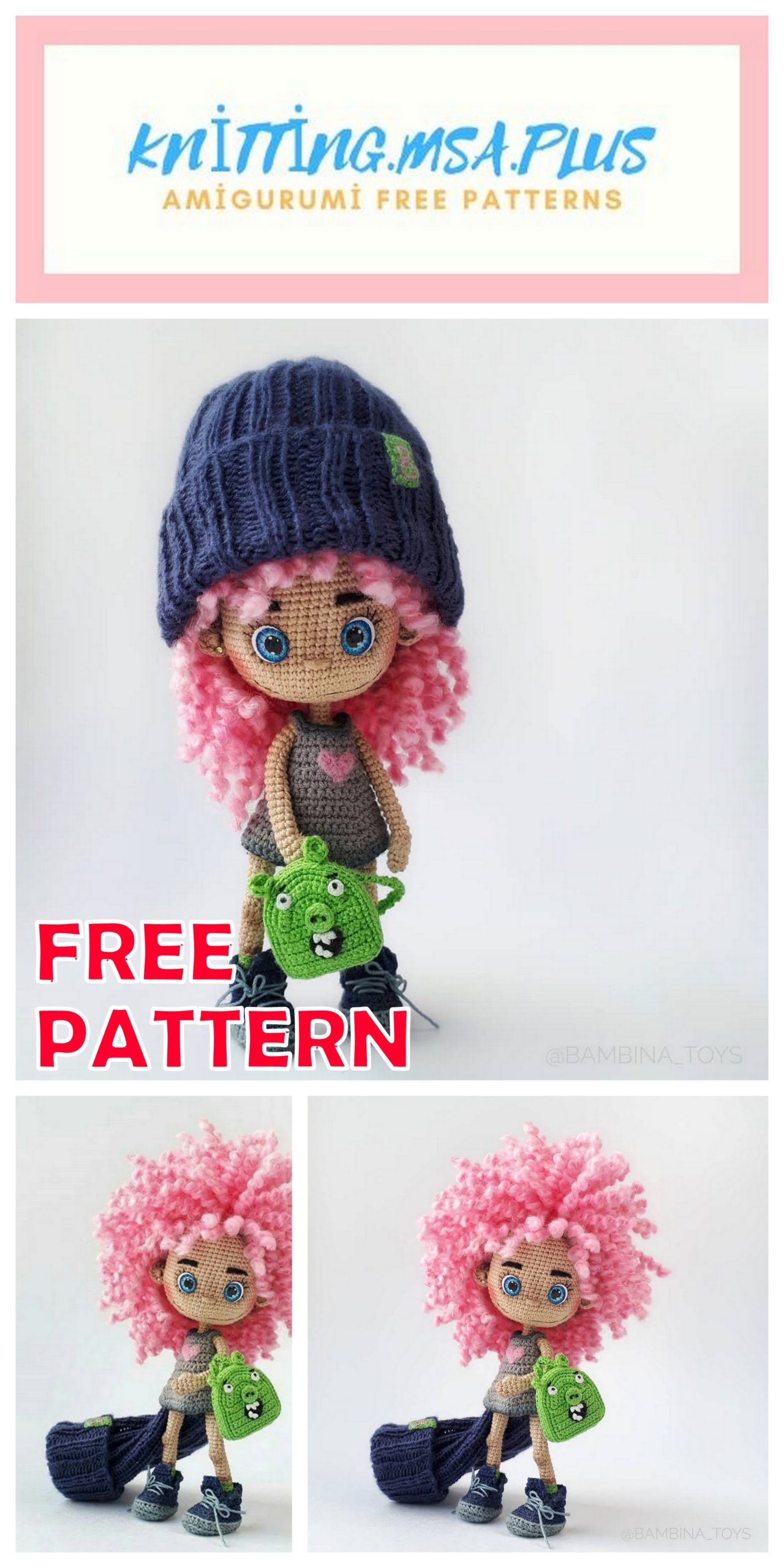 Amigurumi Curly Hair Doll Free Crochet Pattern - Amigurumi