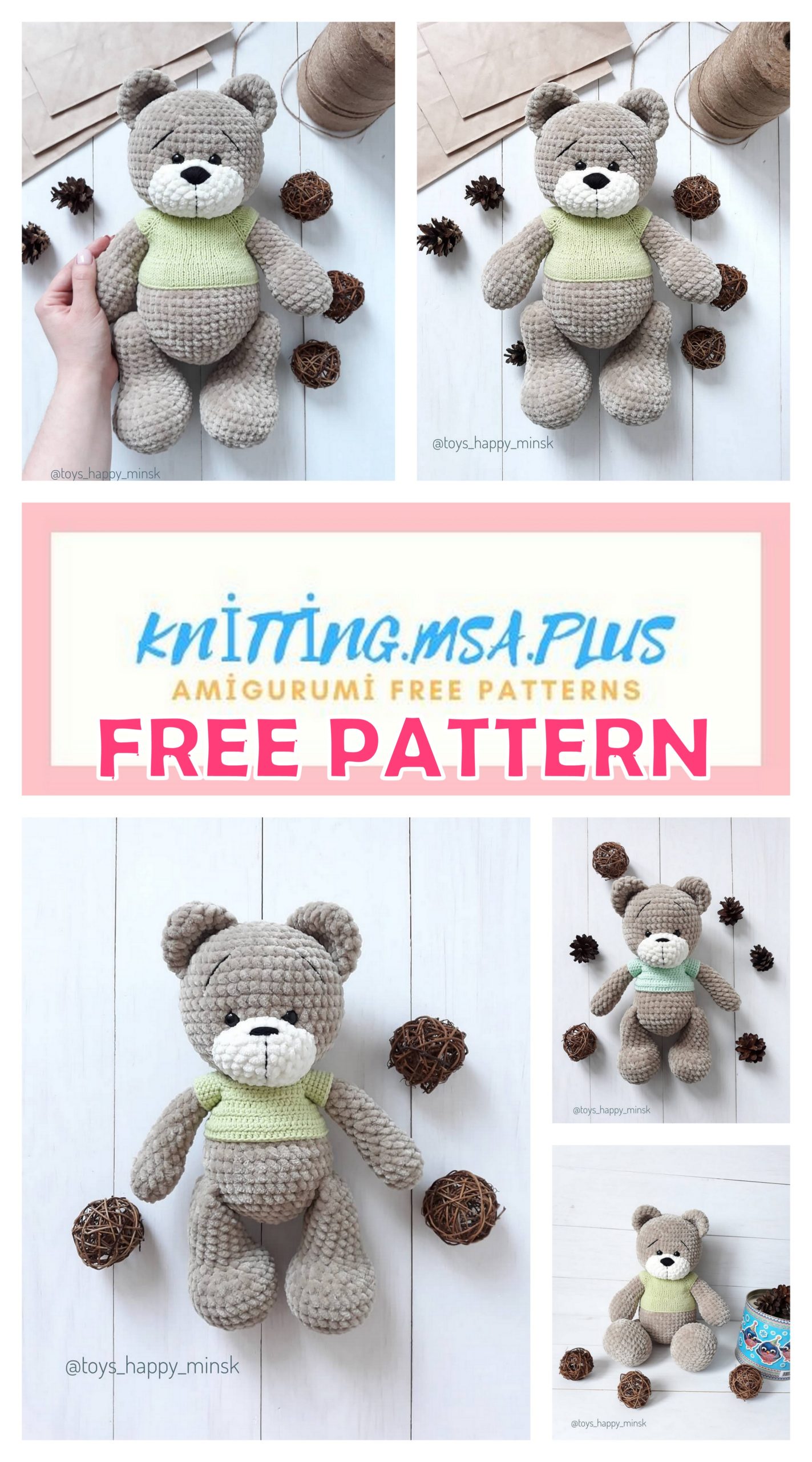 Amigurumi Teddy Bear Free Crochet Pattern With Velvet Rope – Amigurumi