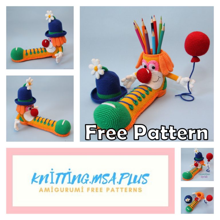 Amigurumi Clown Pencil Holder Free Crochet Pattern