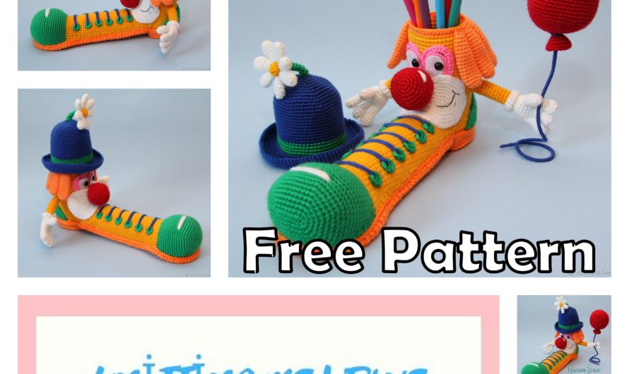 Amigurumi Clown Pencil Holder Free Crochet Pattern
